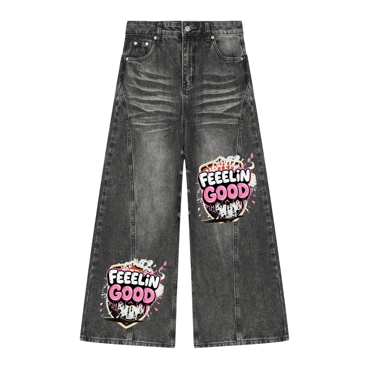 Women’s Vintage Wash Wide Leg Denim Jeans