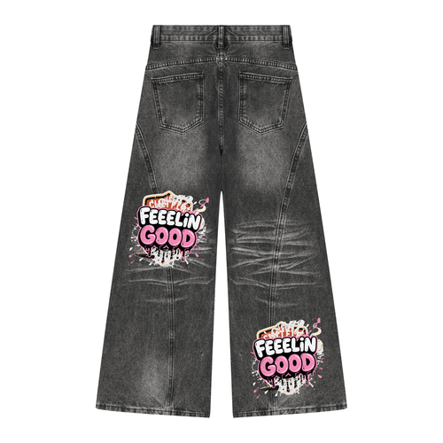 Women’s Vintage Wash Wide Leg Denim Jeans