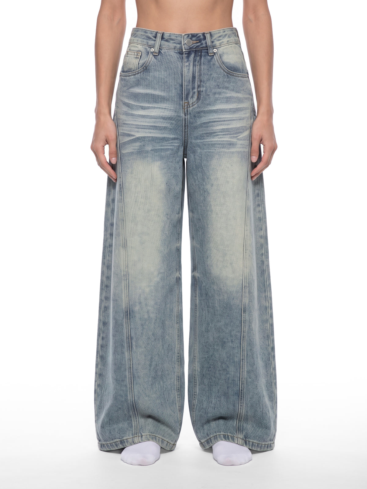 Women’s Vintage Wash Wide Leg Denim Jeans